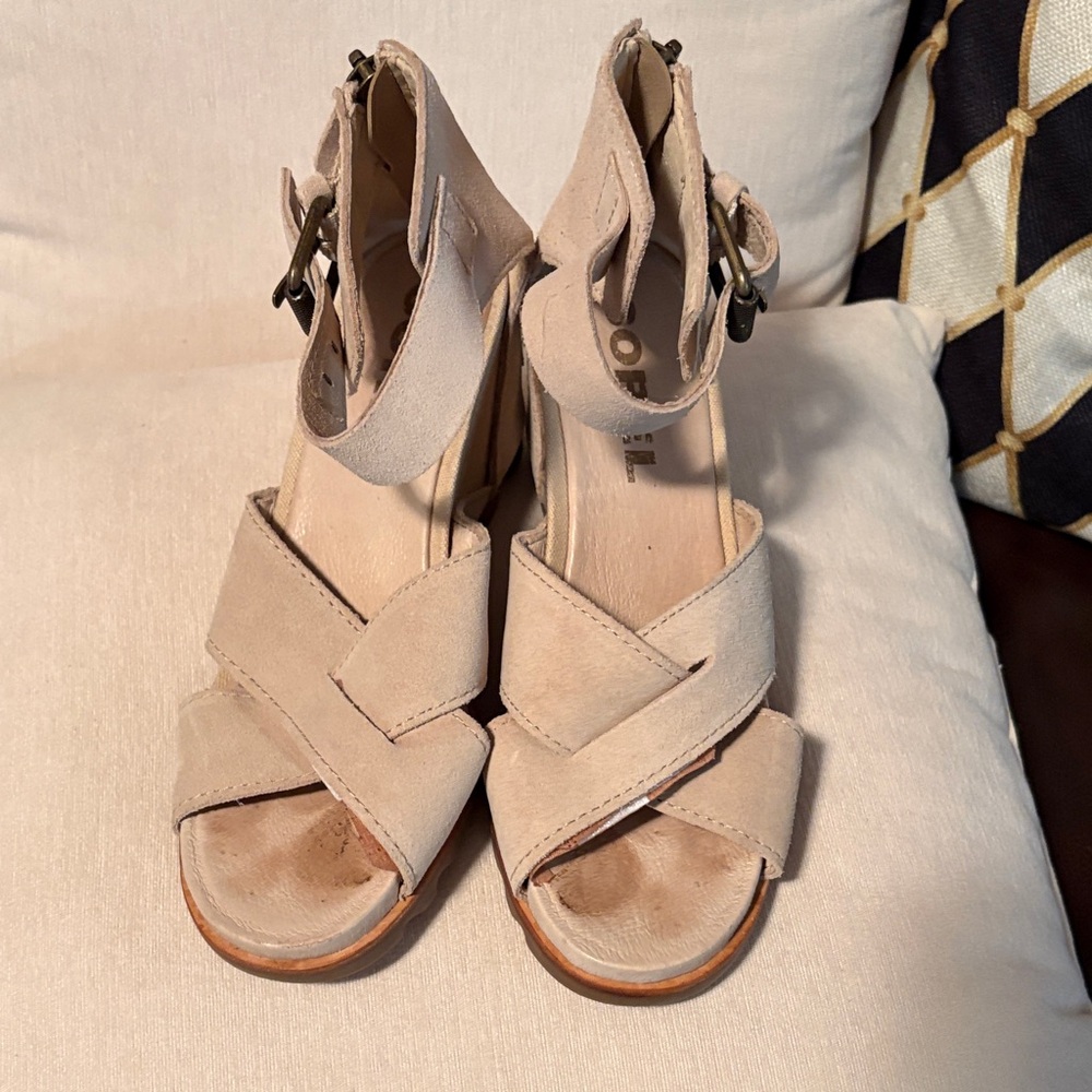 Sorel Beige Women's Heeled Sandals